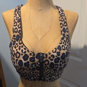 Victoria's Secret Leopard Print Sports Bra with Zip Front